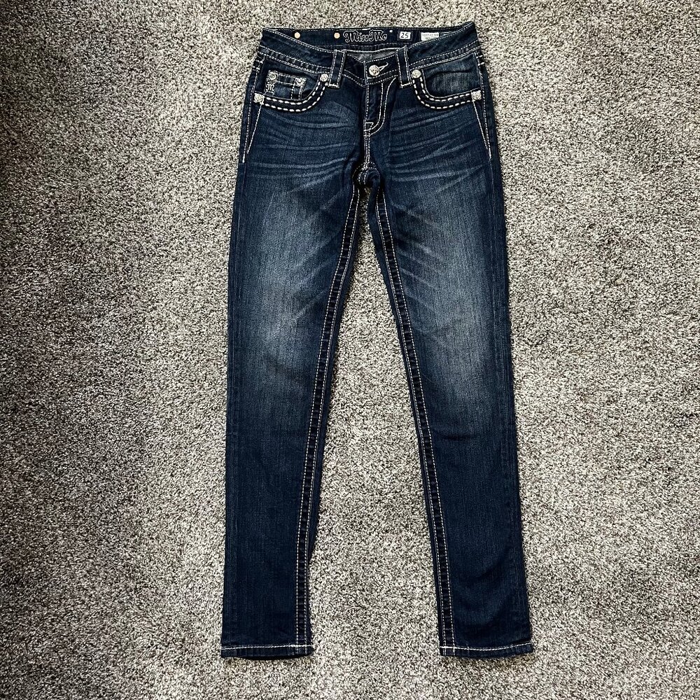Miss Me Skinny Jeans, Women's size 25, Rhinestones, Special Stitching